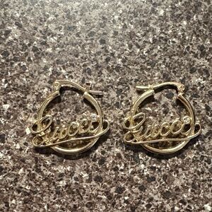 Gucci Gold Logo Hoop Earrings